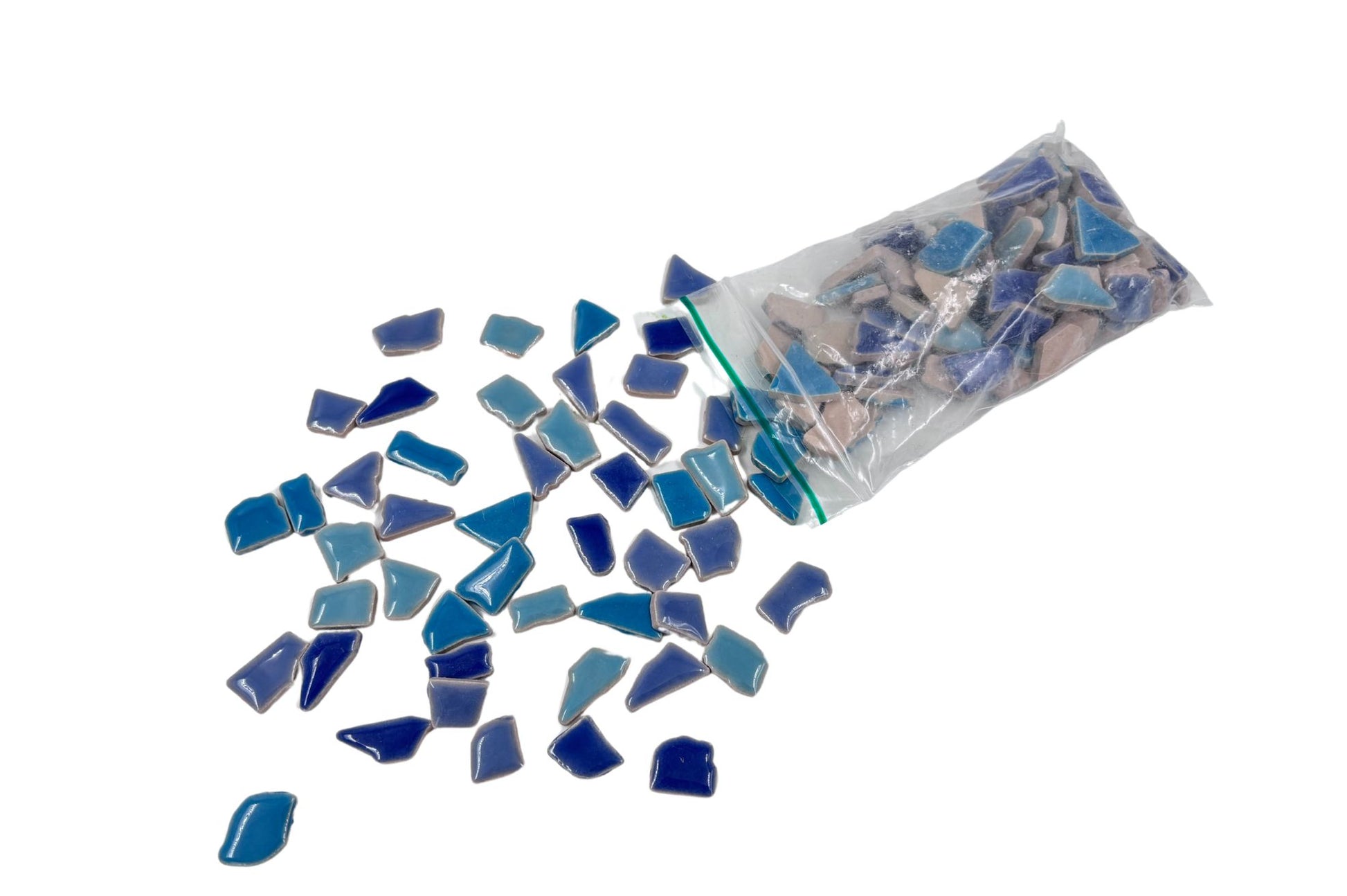 Zakje blauwe mozaïek stenen