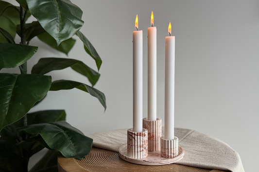 Giethars kaarsenhouders met dienblad terracotta