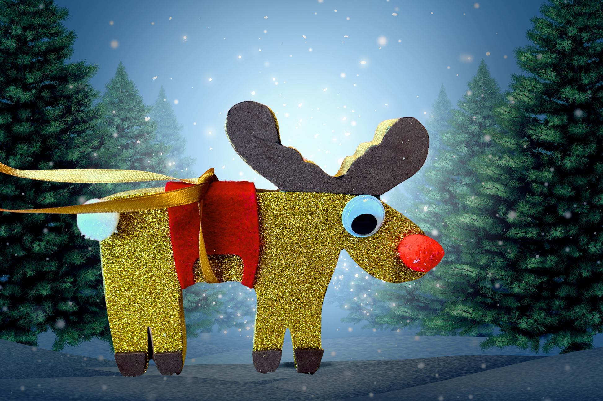 Rendier uit het knutselpakket kerstslee