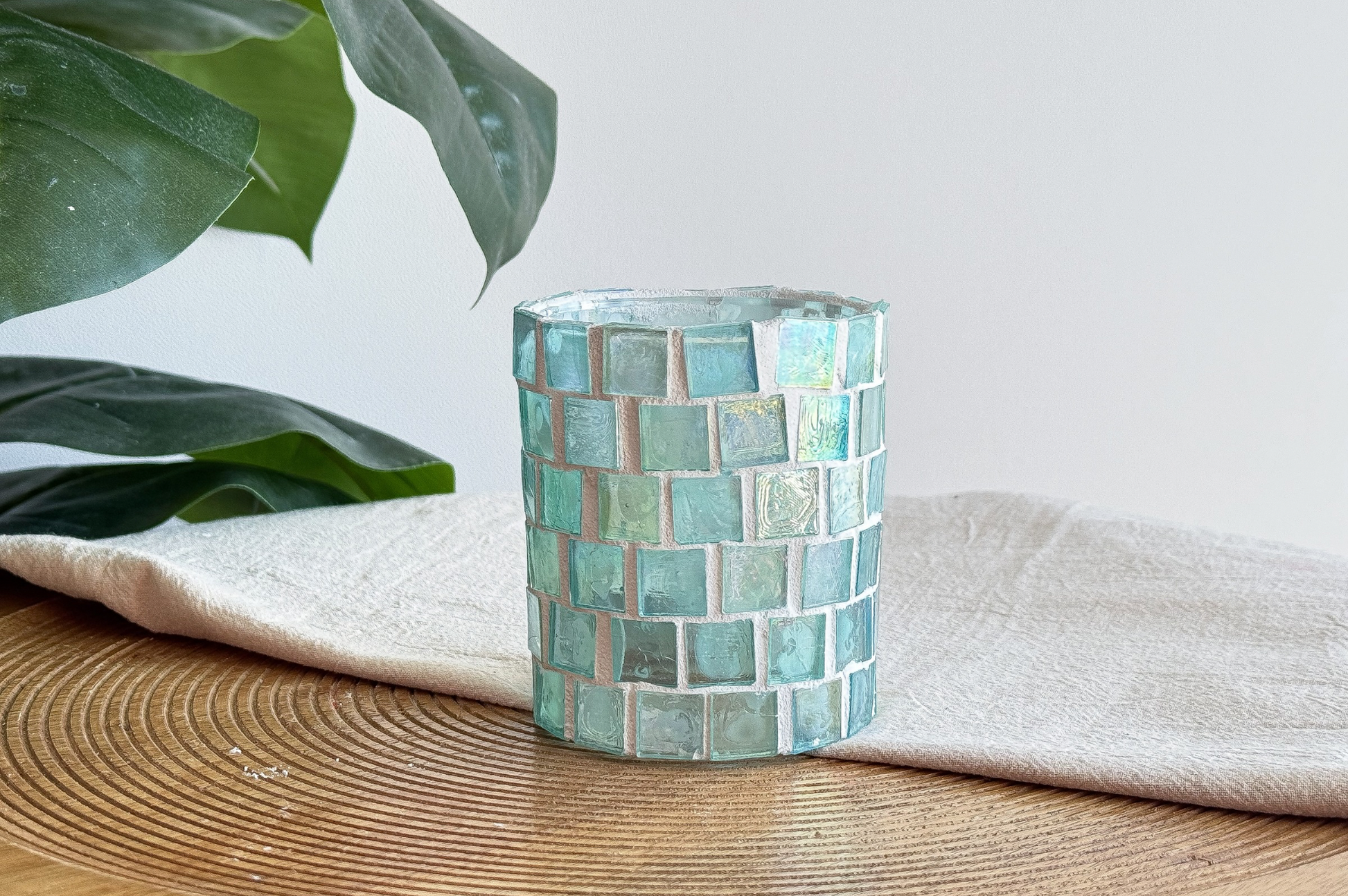 DIY-pakket Waxinelichthouder met Glasmozaiek blauw