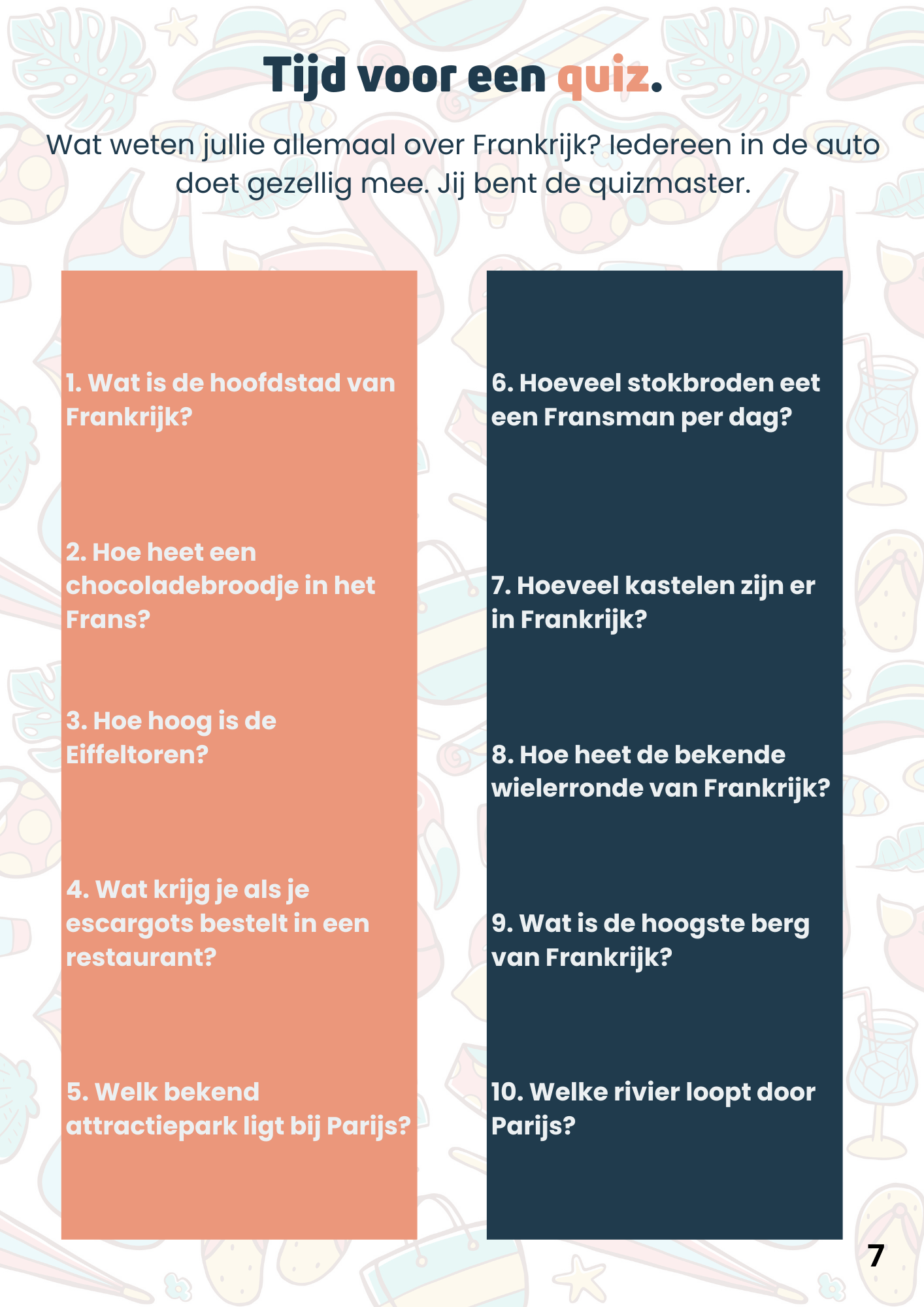 Quiz pagina Vakantie Knutselbox Voor Op Reis FR