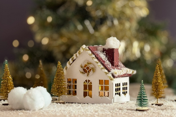 DIY Kit Wooden Christmas House White With Red