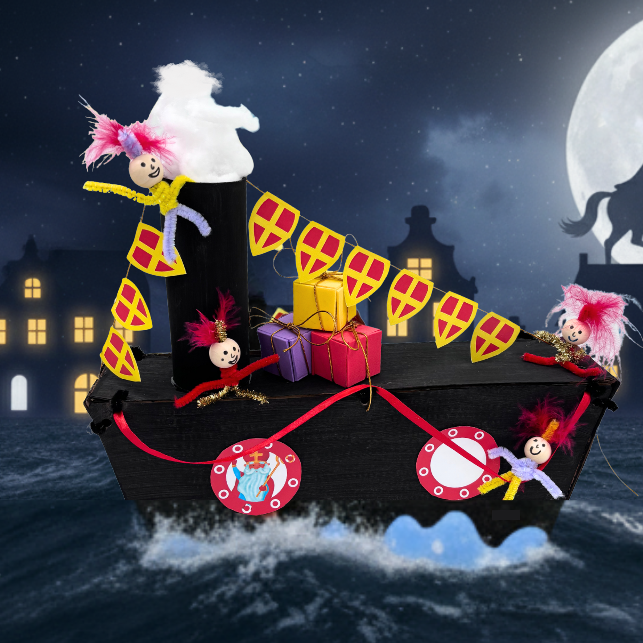 Knutselpakket Sinterklaas Stoomboot