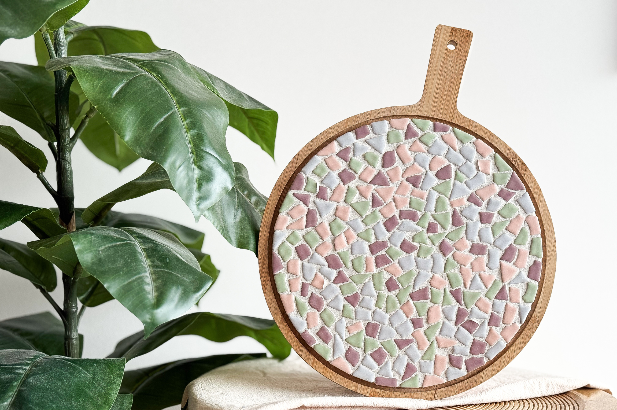 Little Creations DIY ronde borrelplank blauw mozaïek