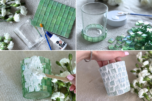 DIY Kit Tealight Candle Holder with Glass Mosaic
