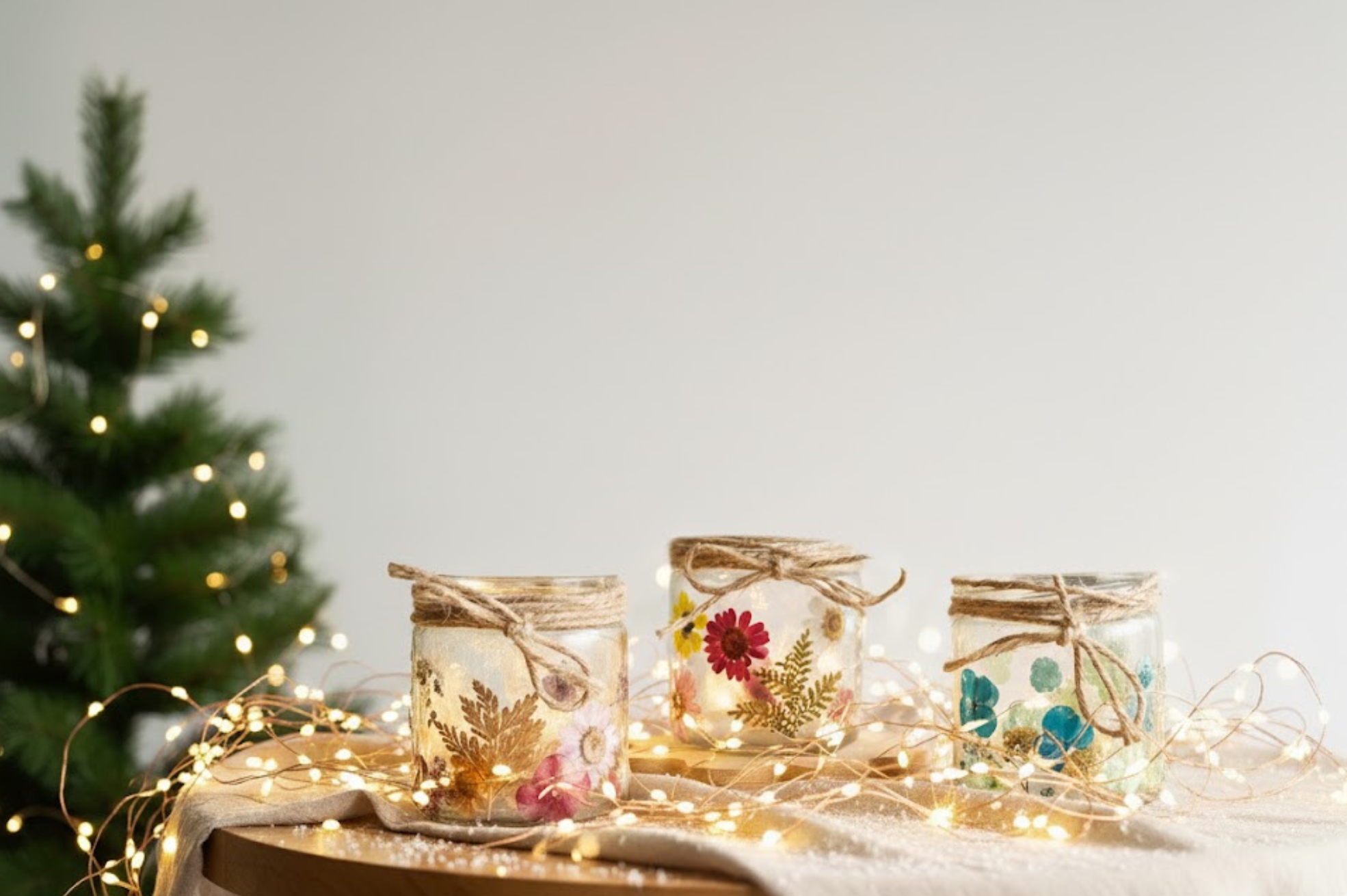 Craft Kit tealight holders with dried flowers