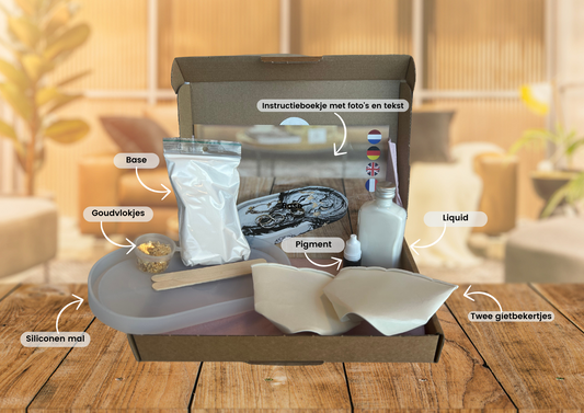 Inhoud diy pakket giethars schaaltje