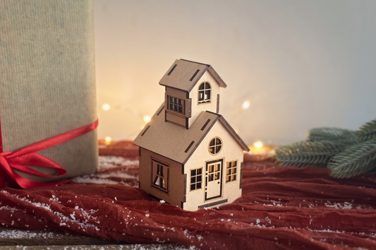 DIY Pakket Houten Kersthuisje - Model 2