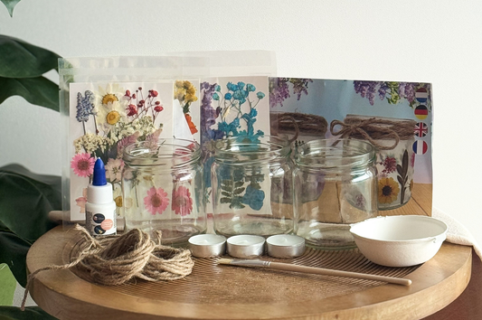 DIY Pakket Waxinelichthouders met droogbloemen